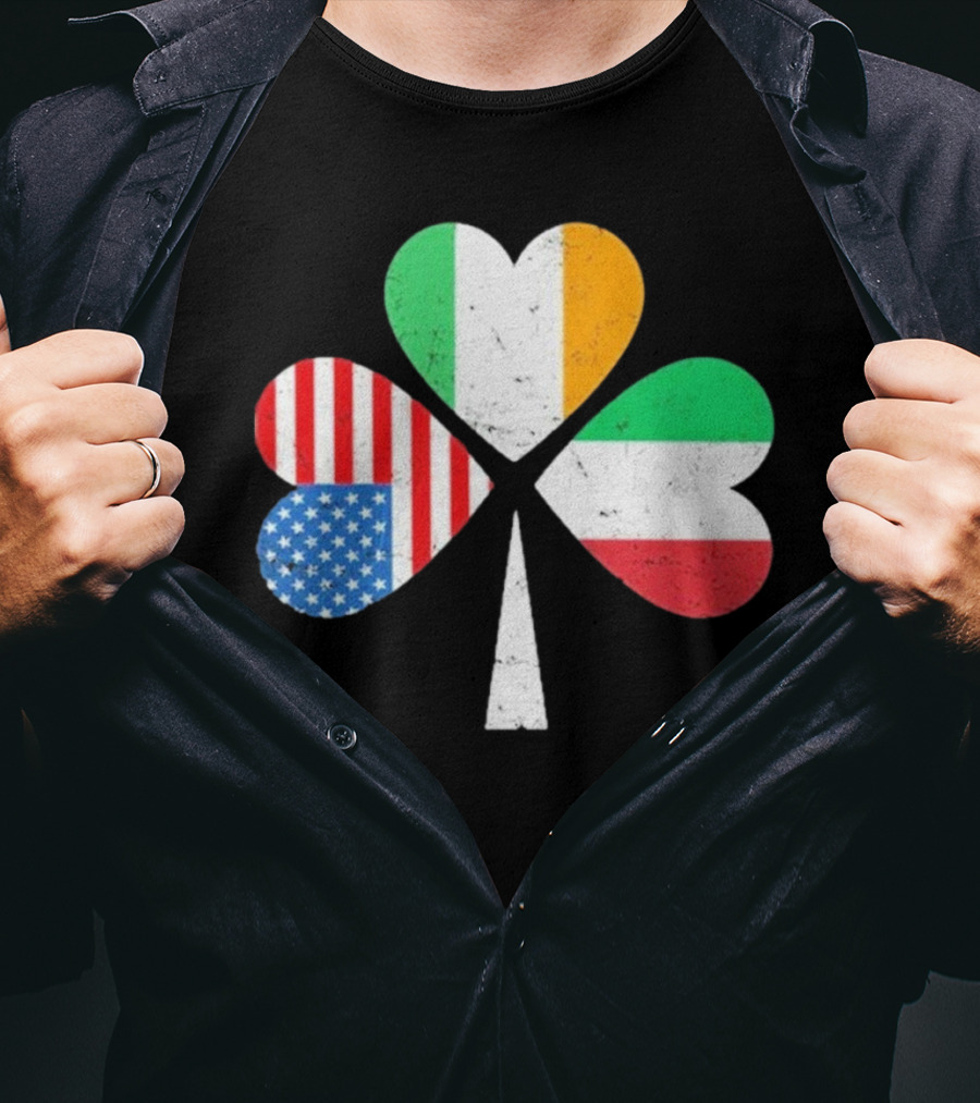 PatrickS Day Clover Ireland USA Italy Flag Trio T-Shirt