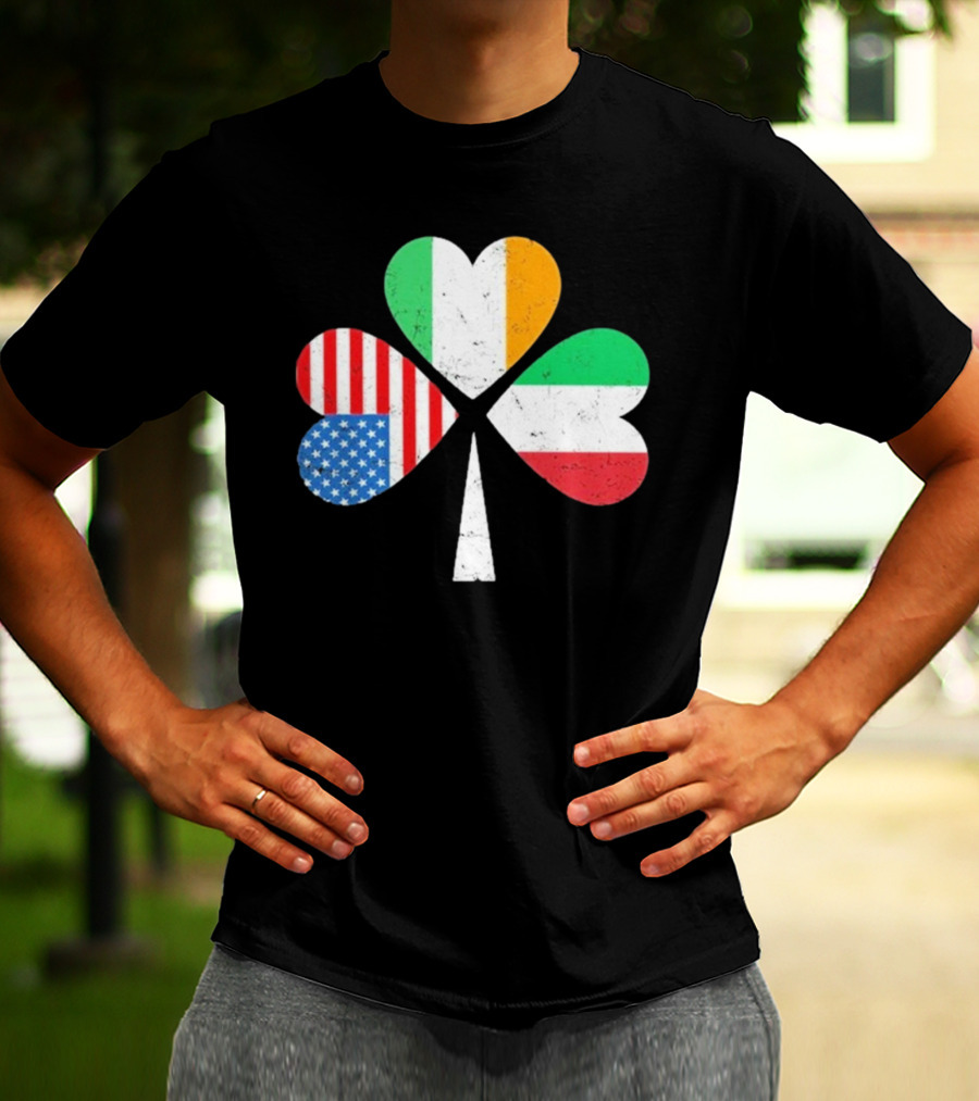 PatrickS Day Clover Ireland USA Italy Flag Trio T-Shirt