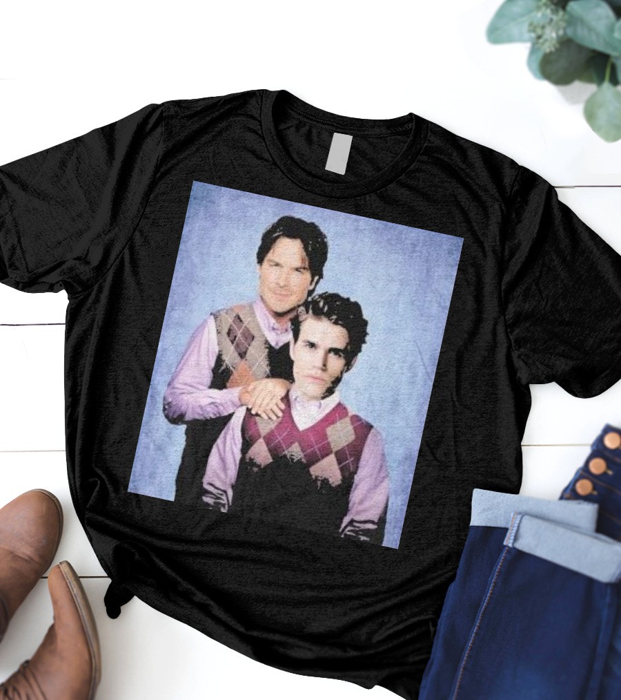 Paul Wesley Ian Somerhalder Argyle Sweater Parody T-Shirt
