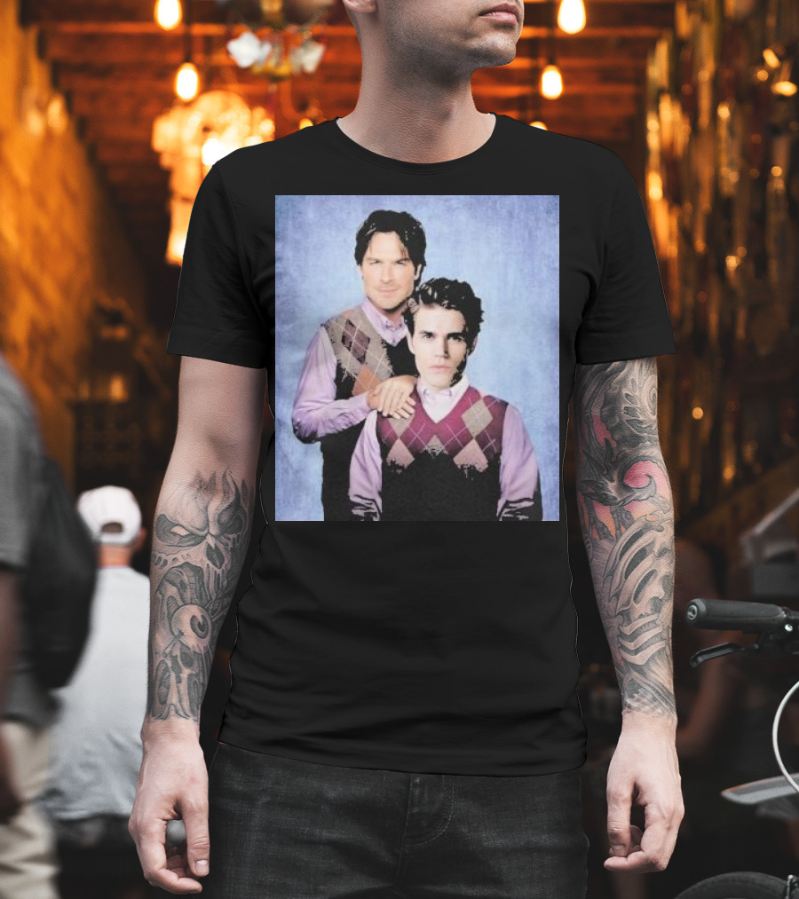 Paul Wesley Ian Somerhalder Argyle Sweater Parody T-Shirt