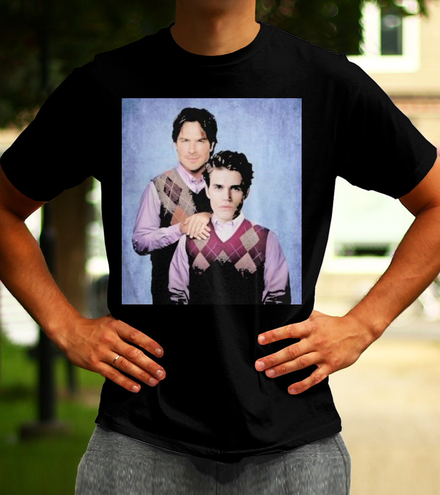 Paul Wesley Ian Somerhalder Argyle Sweater Parody T-Shirt