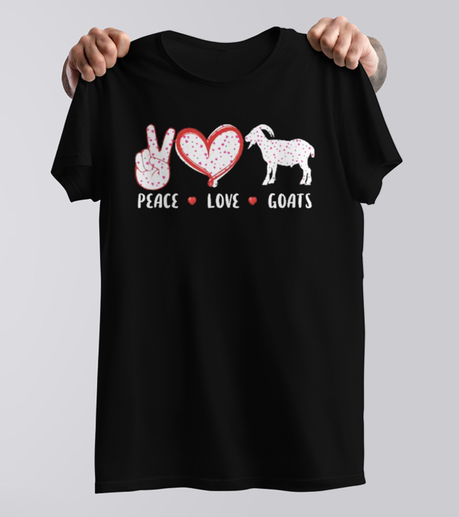 Peace Love Goats Hand Sign Heart Farm Animal T-Shirt