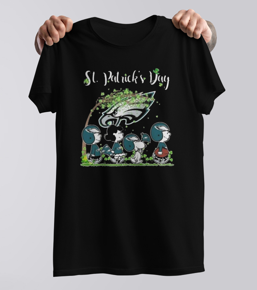 St Patrick's Day Peanuts Philadelphia Eagles Football Celebration T-Shirt
