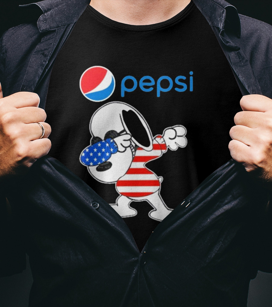 Pepsi Snoopy Dabbing American Flag USA T-Shirt