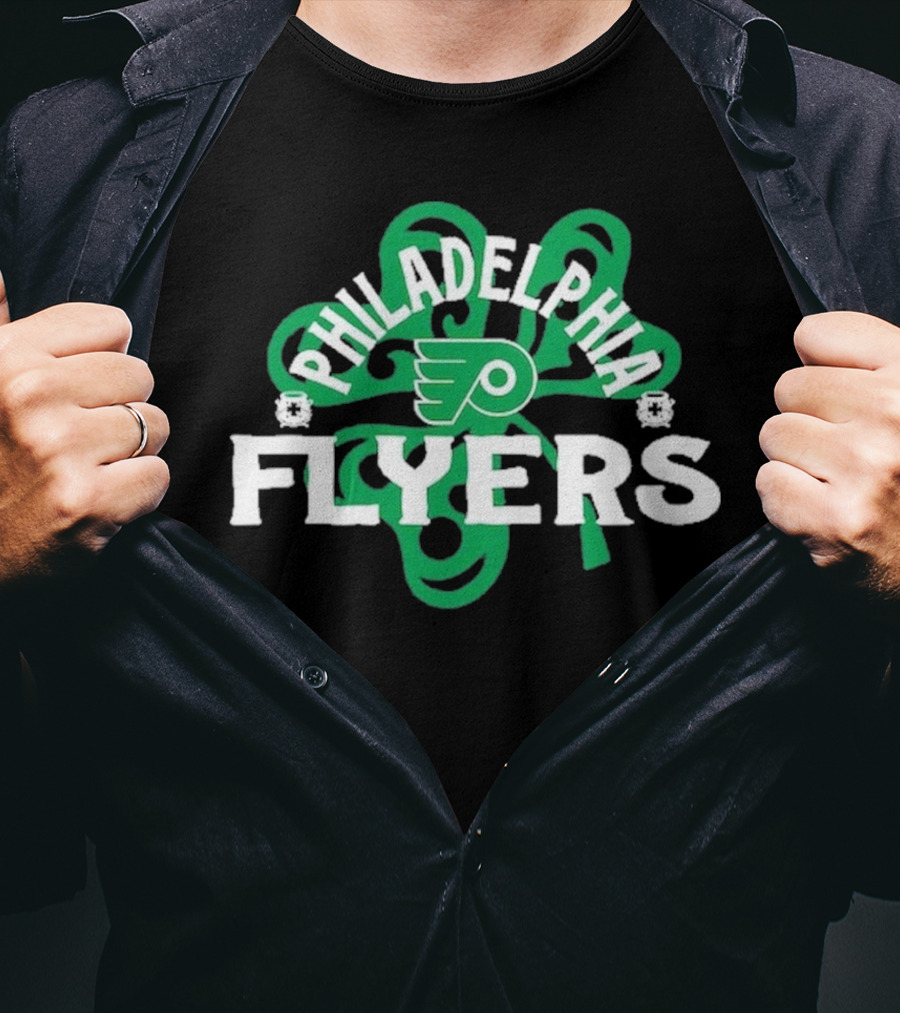Philadelphia Flyers St. Patrick's Day Shamrock Theme T-Shirt