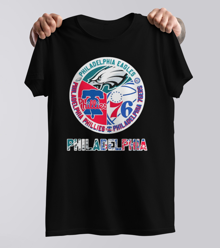 Philadelphia Eagles Phillies 76ers Circular Emblem T-Shirt