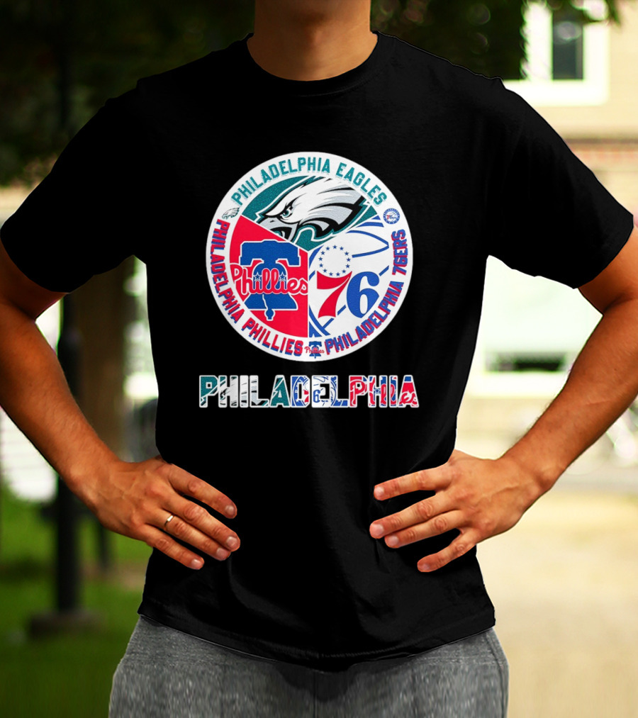 Philadelphia Eagles Phillies 76ers Circular Emblem T-Shirt