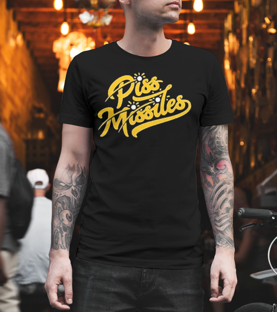 Piss Missiles Baseball Text Style With Splash Effects T-Shirt
