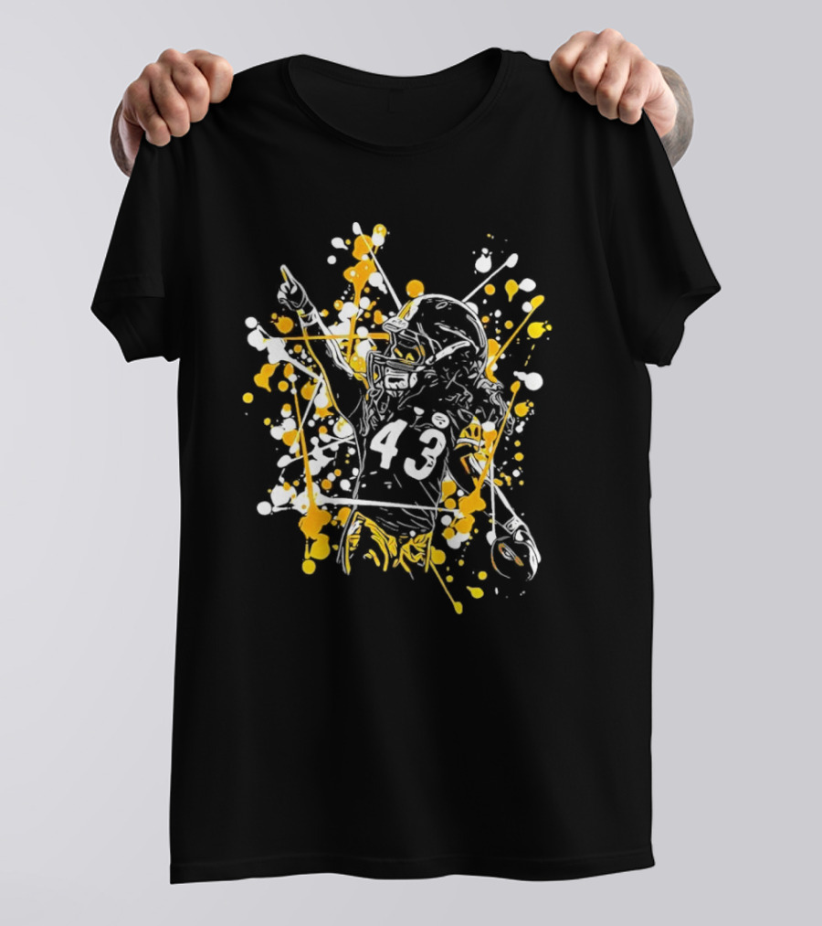 Pittsburgh Steelers Number 43 Splash Celebratory Pose T-Shirt