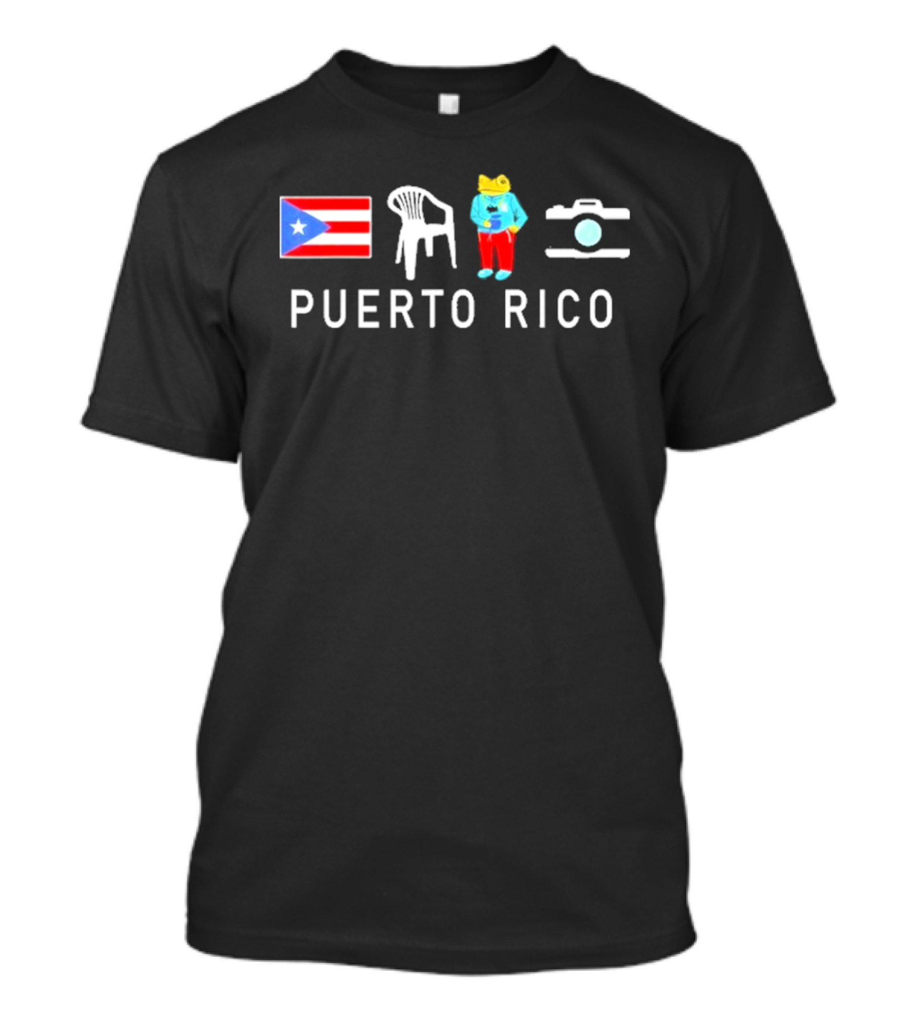 Puerto Rico Flag Frog Chair And Camera T-Shirt