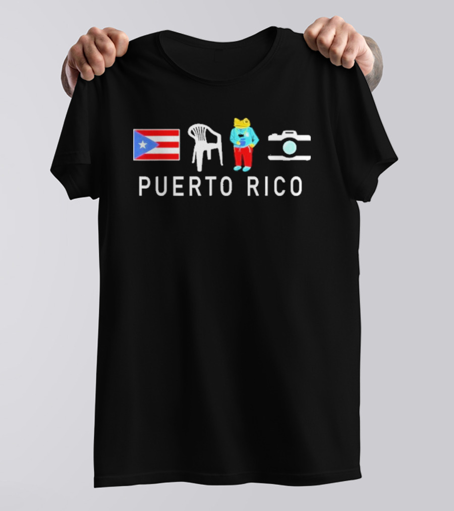 Puerto Rico Flag Frog Chair And Camera T-Shirt