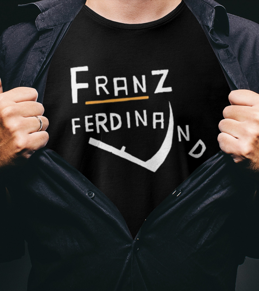 Franz Ferdinand Curved Text Design With Orange Line T-Shirt