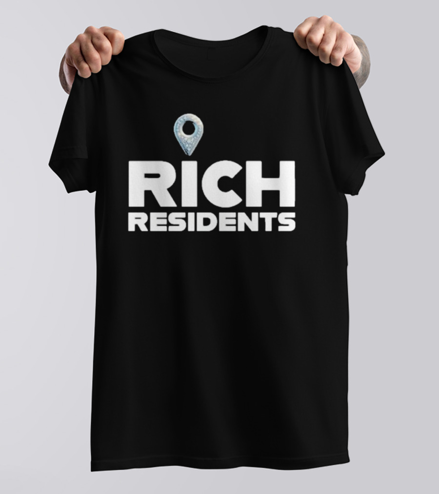 Rich Residents Oversized Diamond Map Pin T-Shirt