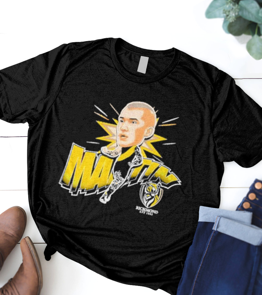 Richmond FC Dustin Martin Henrik Face With Yellow Highlights T-Shirt