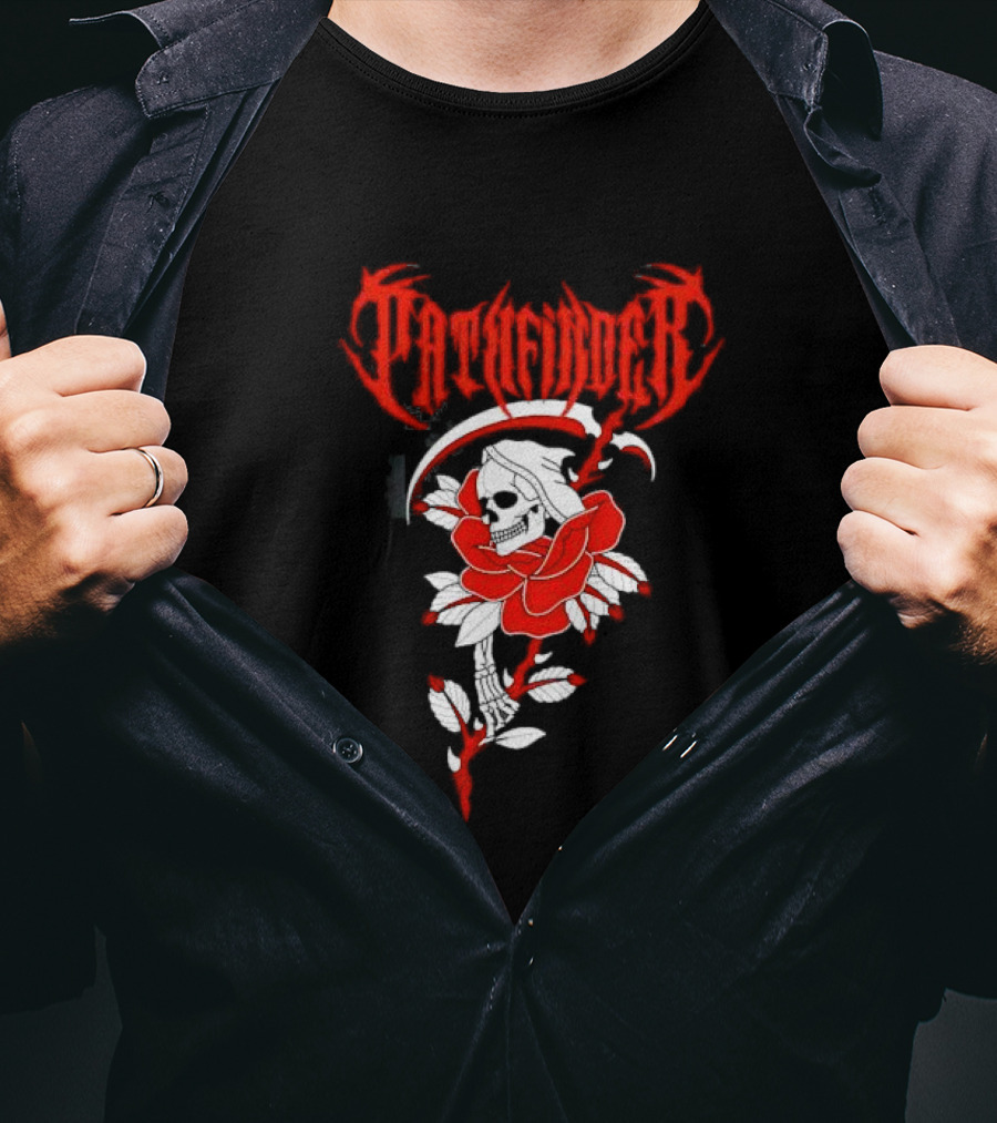 Reaper Skull With Scythe And Red Rose Gothic Aesthetic T-Shirt
