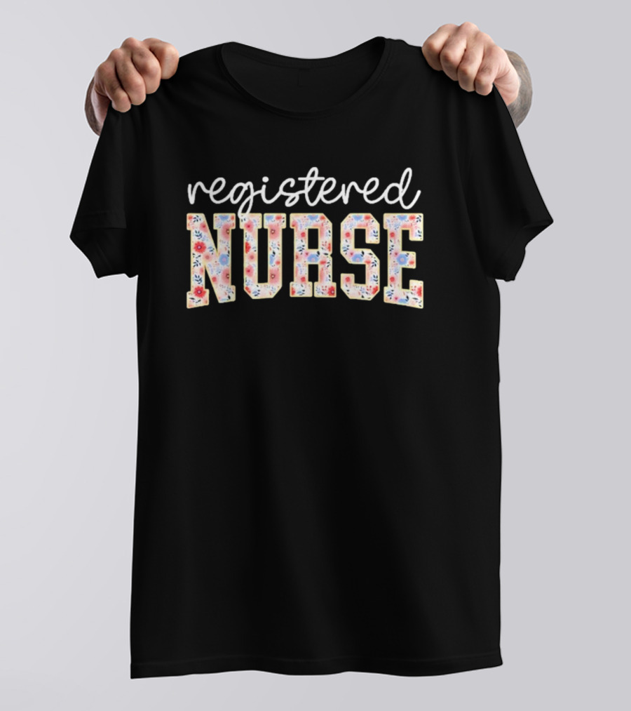 Registered Nurse Floral Pattern T-Shirt