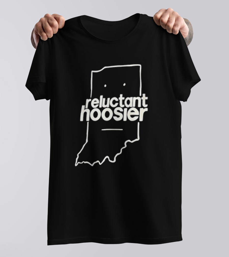 Reluctant Hoosier Indiana State Outline Face T-Shirt