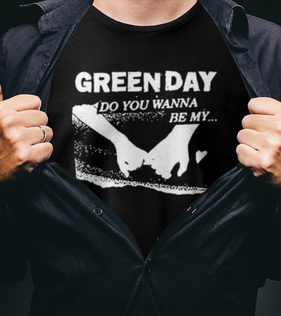 Green Day Do You Wanna Be My Valentine's Day Hand Holding Hearts T-Shirt