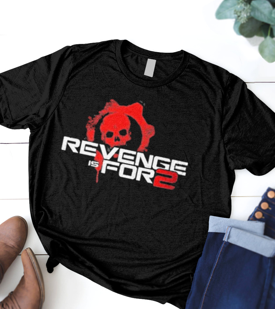 Revenge For 2 Skull Emblem Blood Splatter T-Shirt