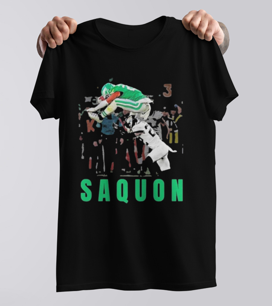 Saquon Reverse Hurdle Eagles Football Action T-Shirt