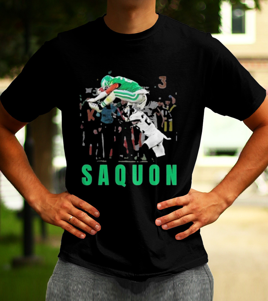 Saquon Reverse Hurdle Eagles Football Action T-Shirt