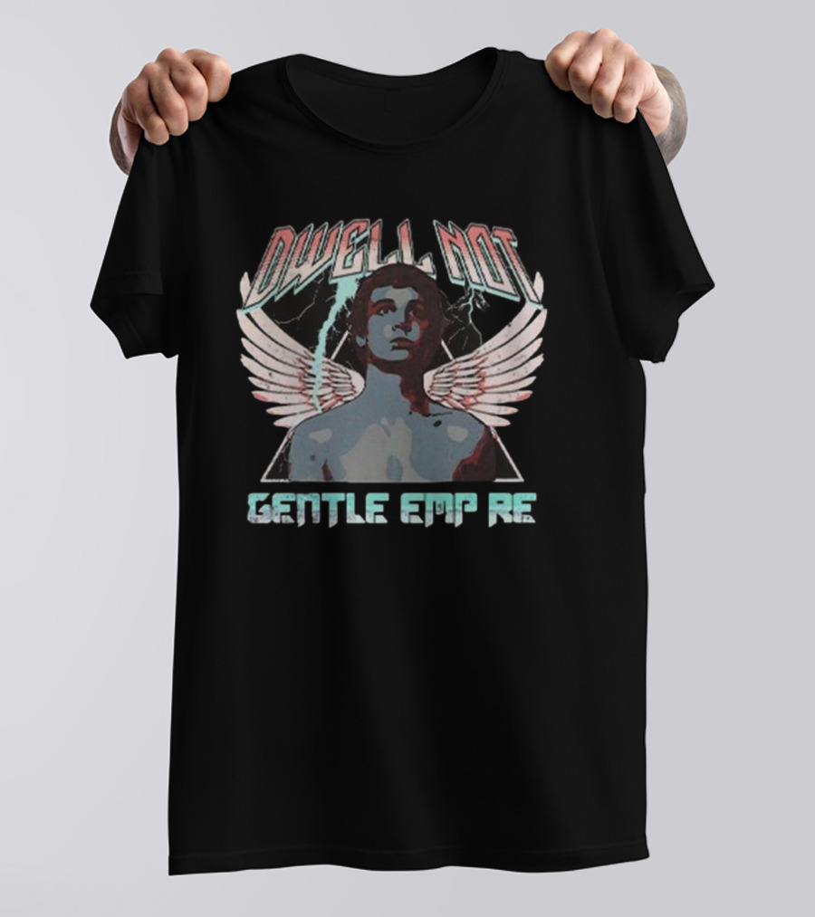 Dwell Not Gentle Empire Winged Figure With Lightning And Triangle Background T-Shirt