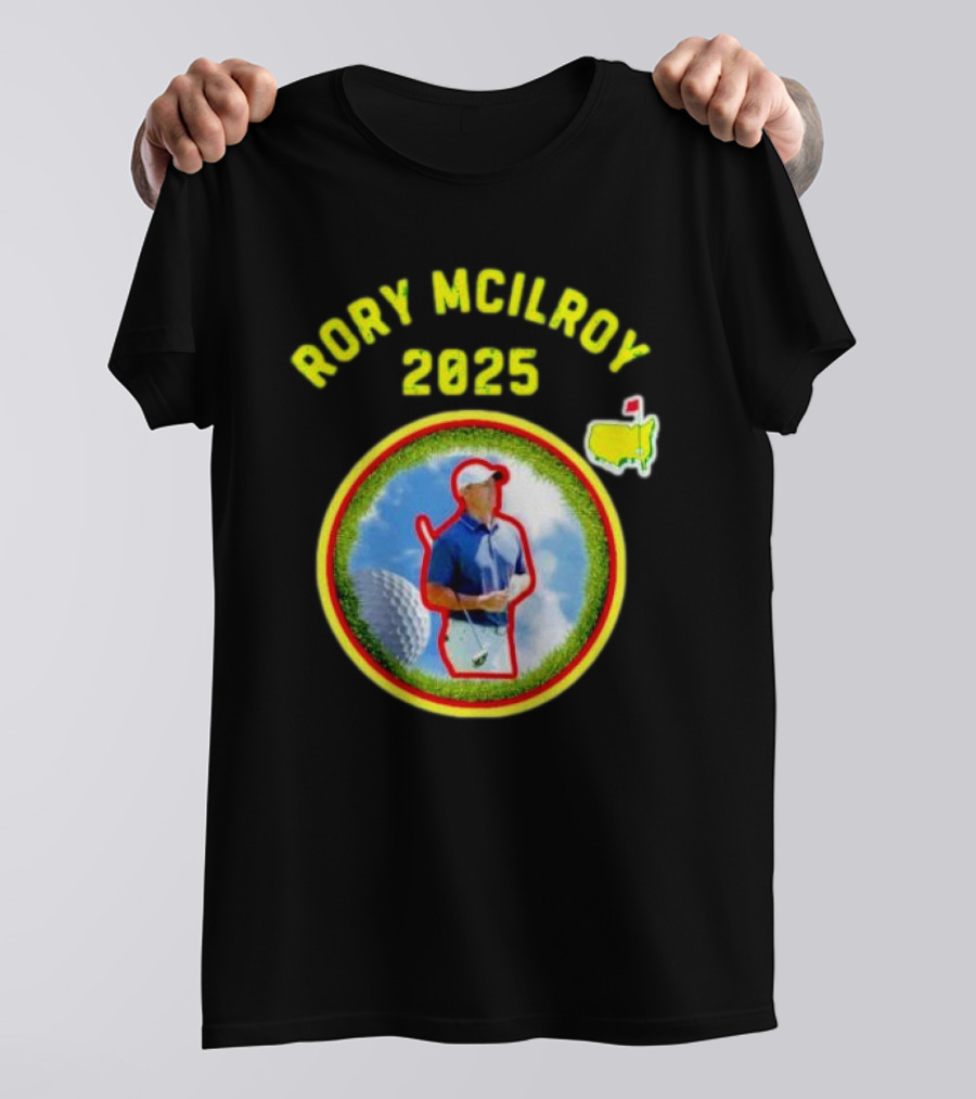 Rory McIlroy 2025 Masters Tournament Vintage Golf Circle Clouds Fairway T-Shirt