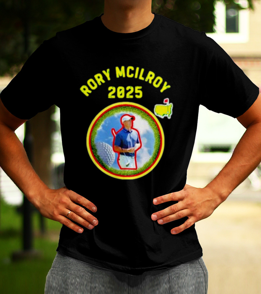 Rory McIlroy 2025 Masters Tournament Vintage Golf Circle Clouds Fairway T-Shirt