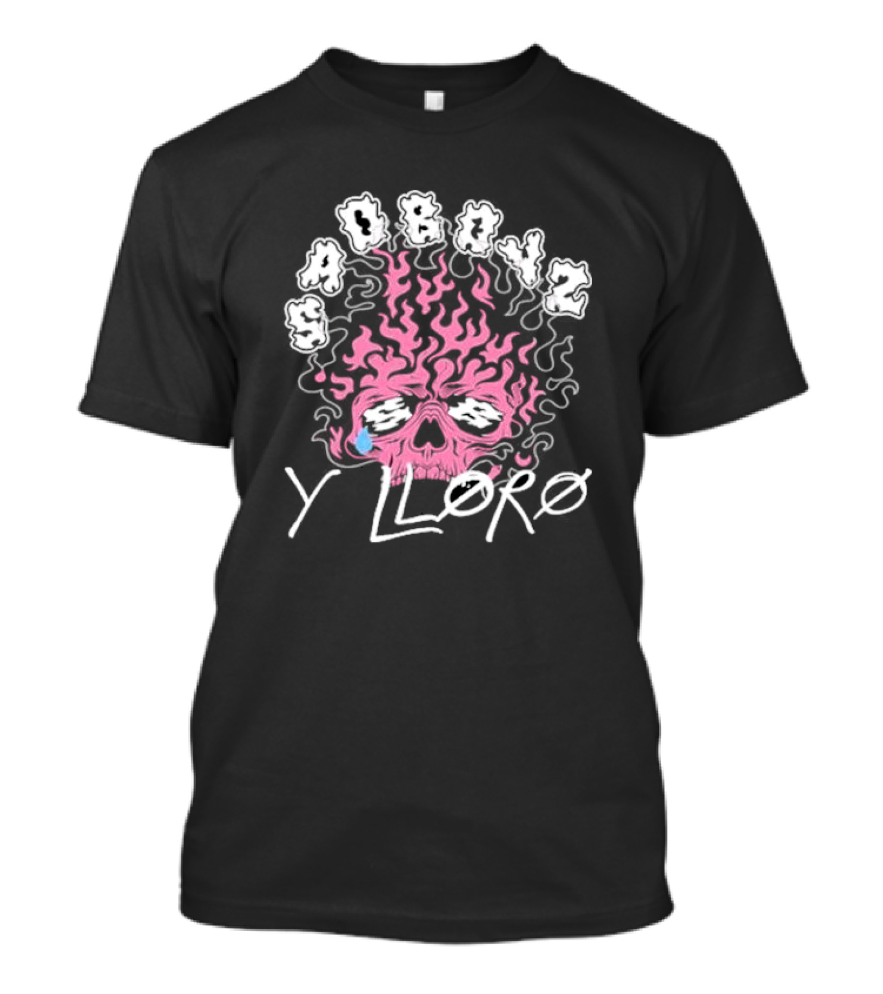Sad Boyz Y Lloro Skull Flames Pink Blue Tear T-Shirt