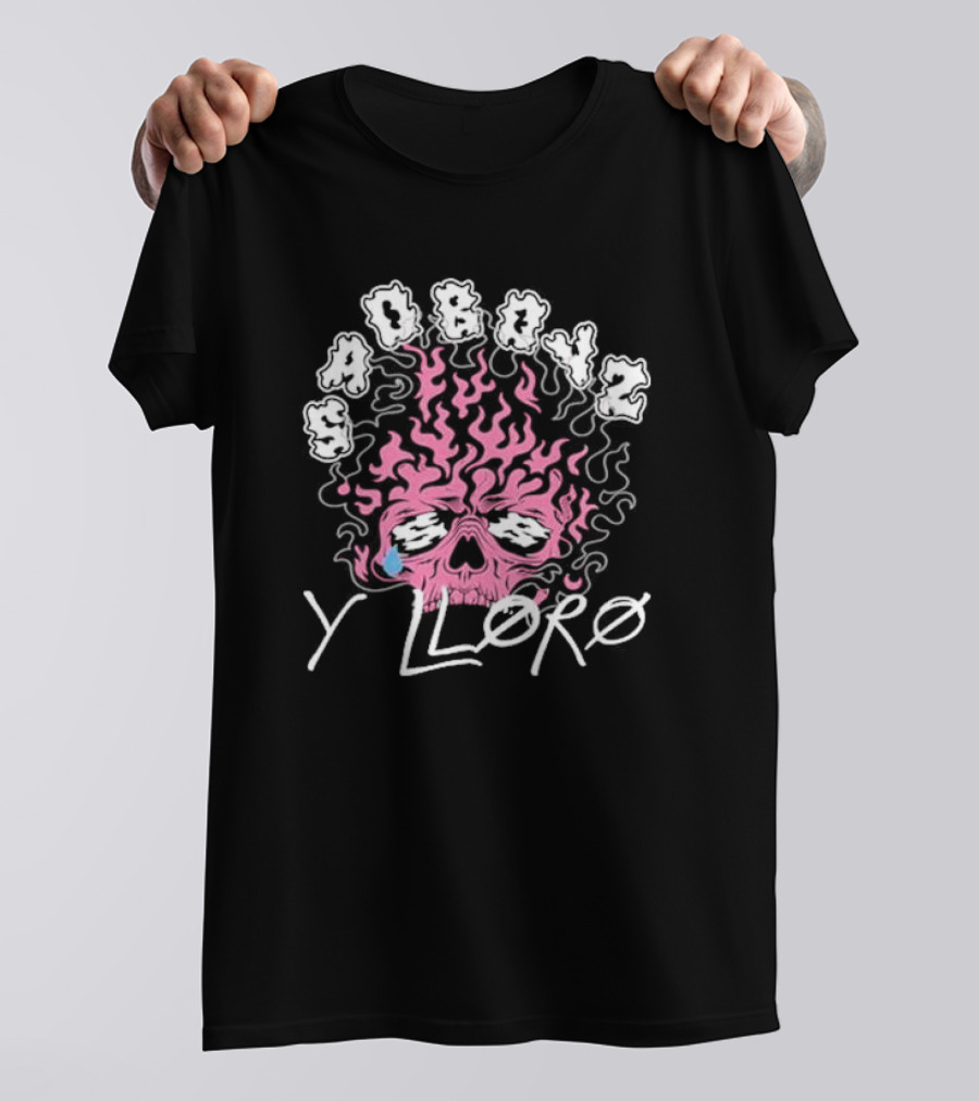 Sad Boyz Y Lloro Skull Flames Pink Blue Tear T-Shirt