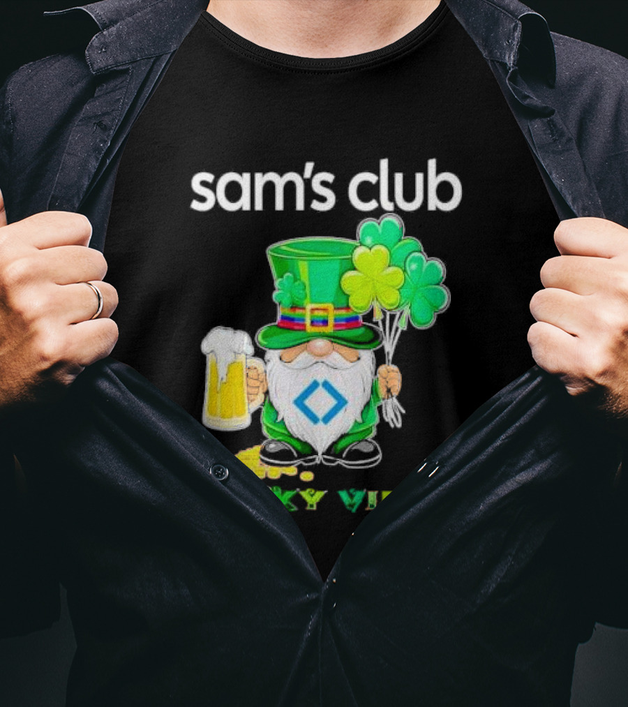 Sam’s Club Lucky Vibes St Patrick’s Day Gnomes Beer Shamrock T-Shirt