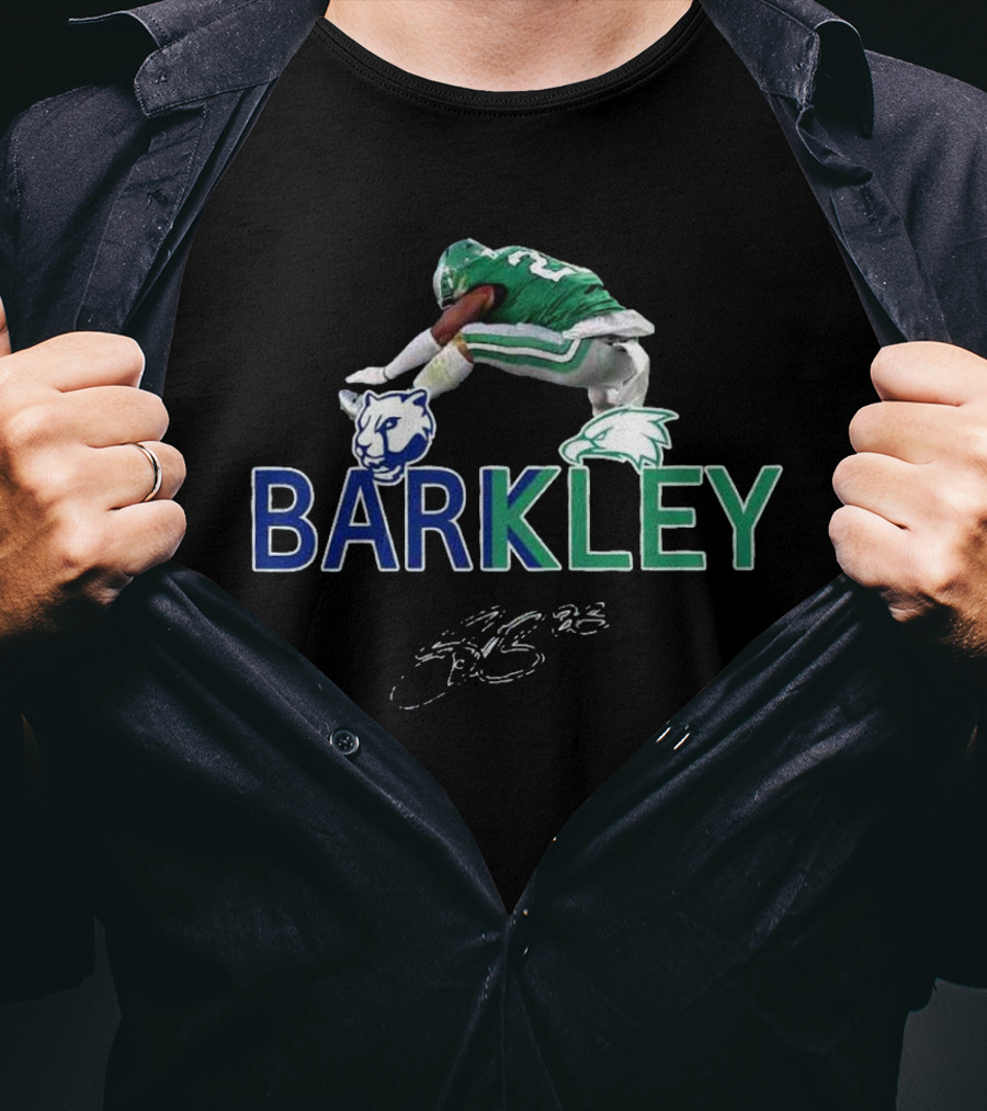 Saquon Barkley Penn State Eagles Hurdle Signature Jump T-Shirt