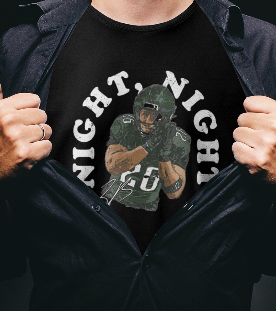 Saquon Barkley Night Night 26 Vintage Signature NFL Football Graphic T-Shirt
