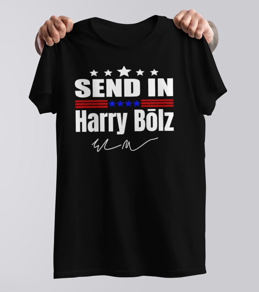 Send In Harry Bölz Signature USA Stripes Flags Stars T-Shirt