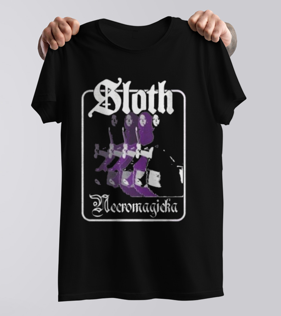 Sloth Necromagicka Gothic Cartoon Duel Swordsman Art T-Shirt