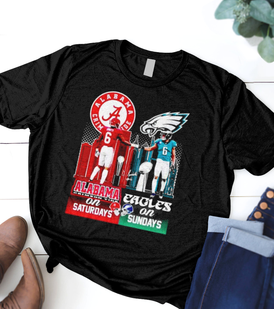 Alabama Crimson Tide Saturdays And Philadelphia Eagles Sundays Smith T-Shirt