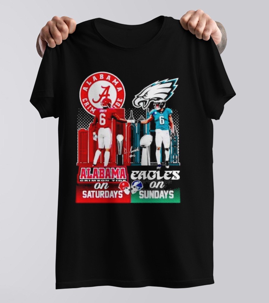 Alabama Crimson Tide Saturdays And Philadelphia Eagles Sundays Smith T-Shirt