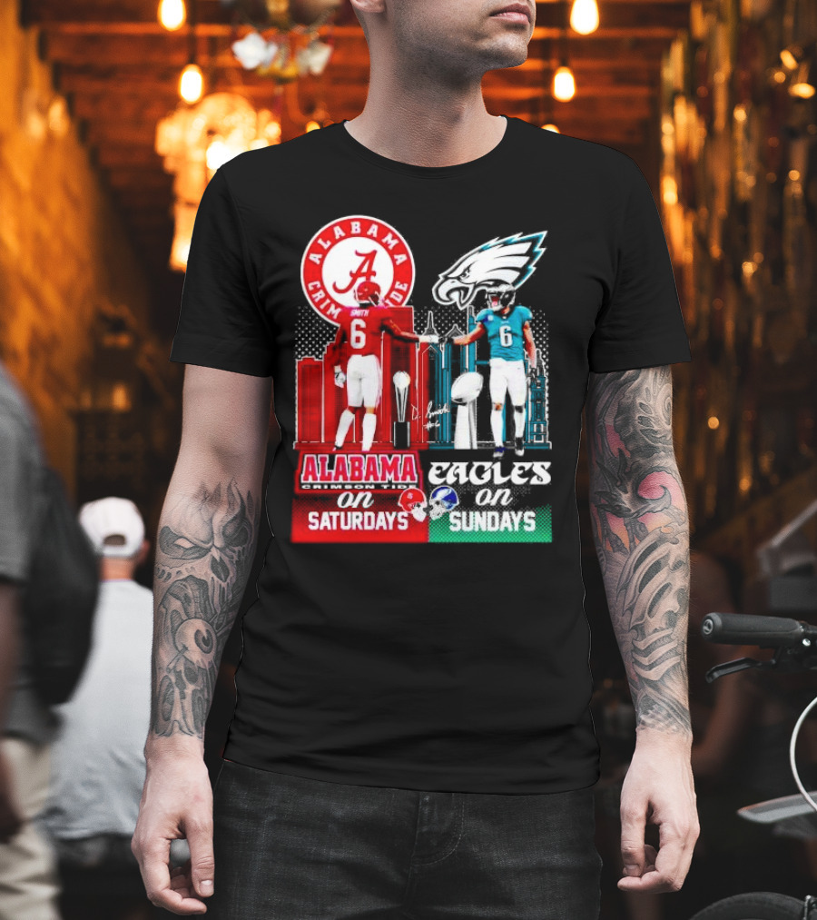 Alabama Crimson Tide Saturdays And Philadelphia Eagles Sundays Smith T-Shirt