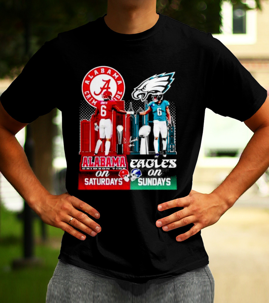 Alabama Crimson Tide Saturdays And Philadelphia Eagles Sundays Smith T-Shirt