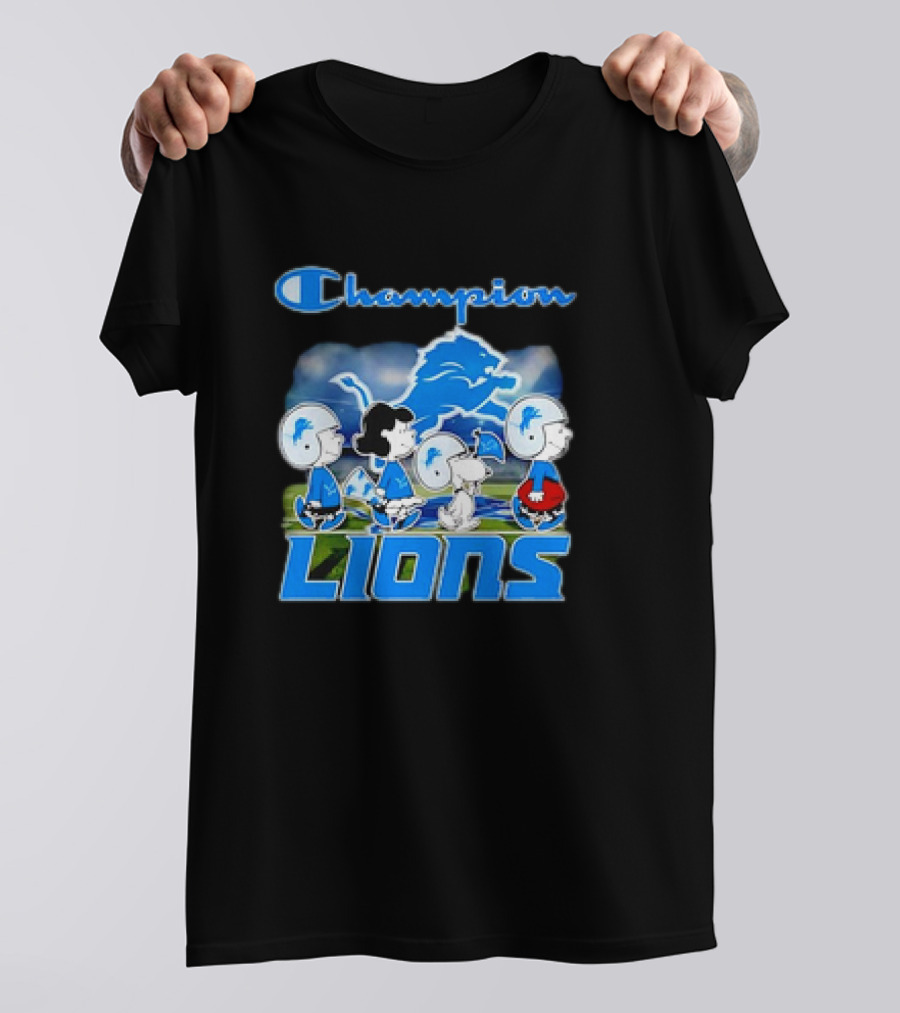 Champion Lions Snoopy Charlie Brown And Friends Detroit T-Shirt