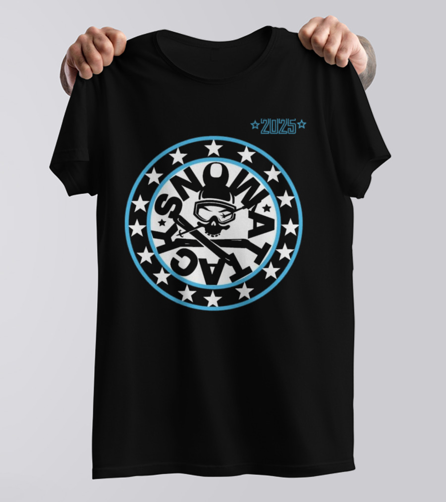 Snowattack Festival 2025 Skull Goggles And Crossed Skis Star Circle T-Shirt