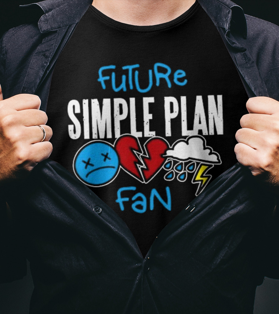 Future Simple Plan Fan With Emojis Of Heart And Lightning Cloud T-Shirt