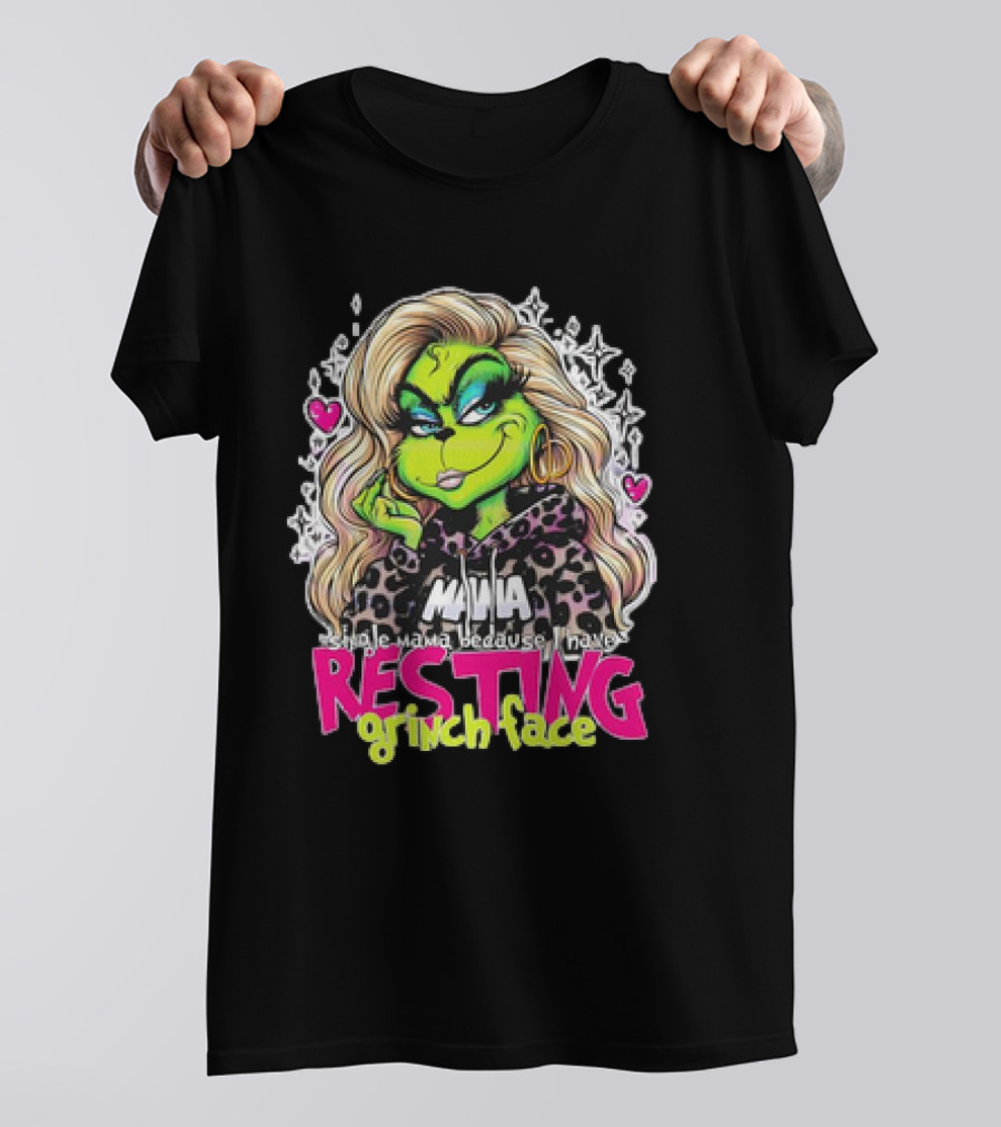 Single Mama Resting Grinch Face With Blonde Hair And Hearts T-Shirt