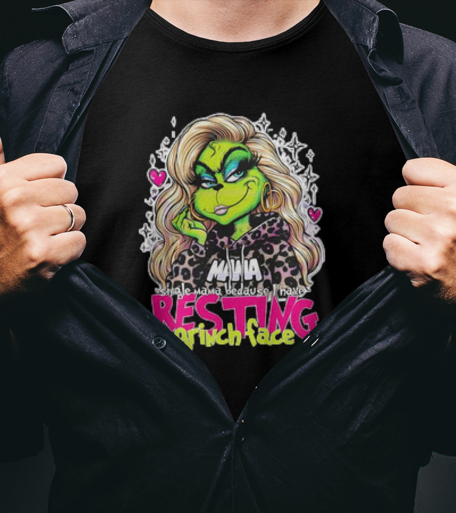 Single Mama Resting Grinch Face With Blonde Hair And Hearts T-Shirt