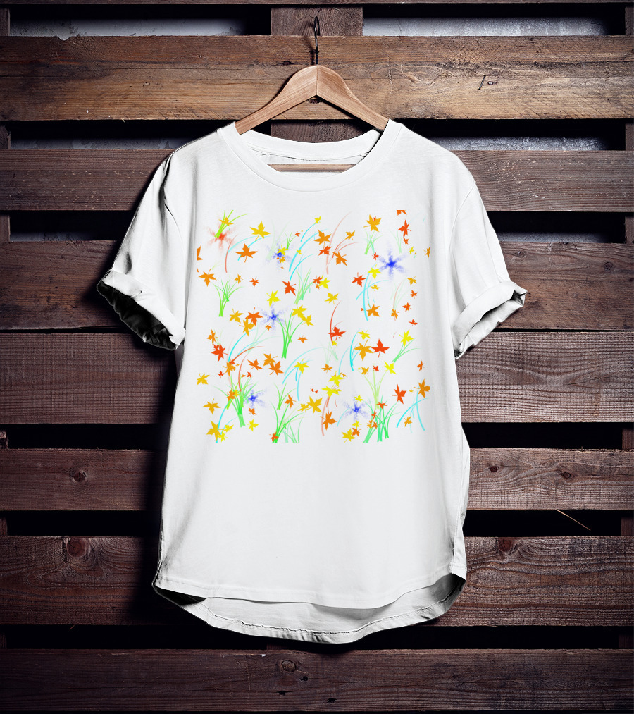 M #019 Colorful Autumn Leaves And Grass T-Shirt