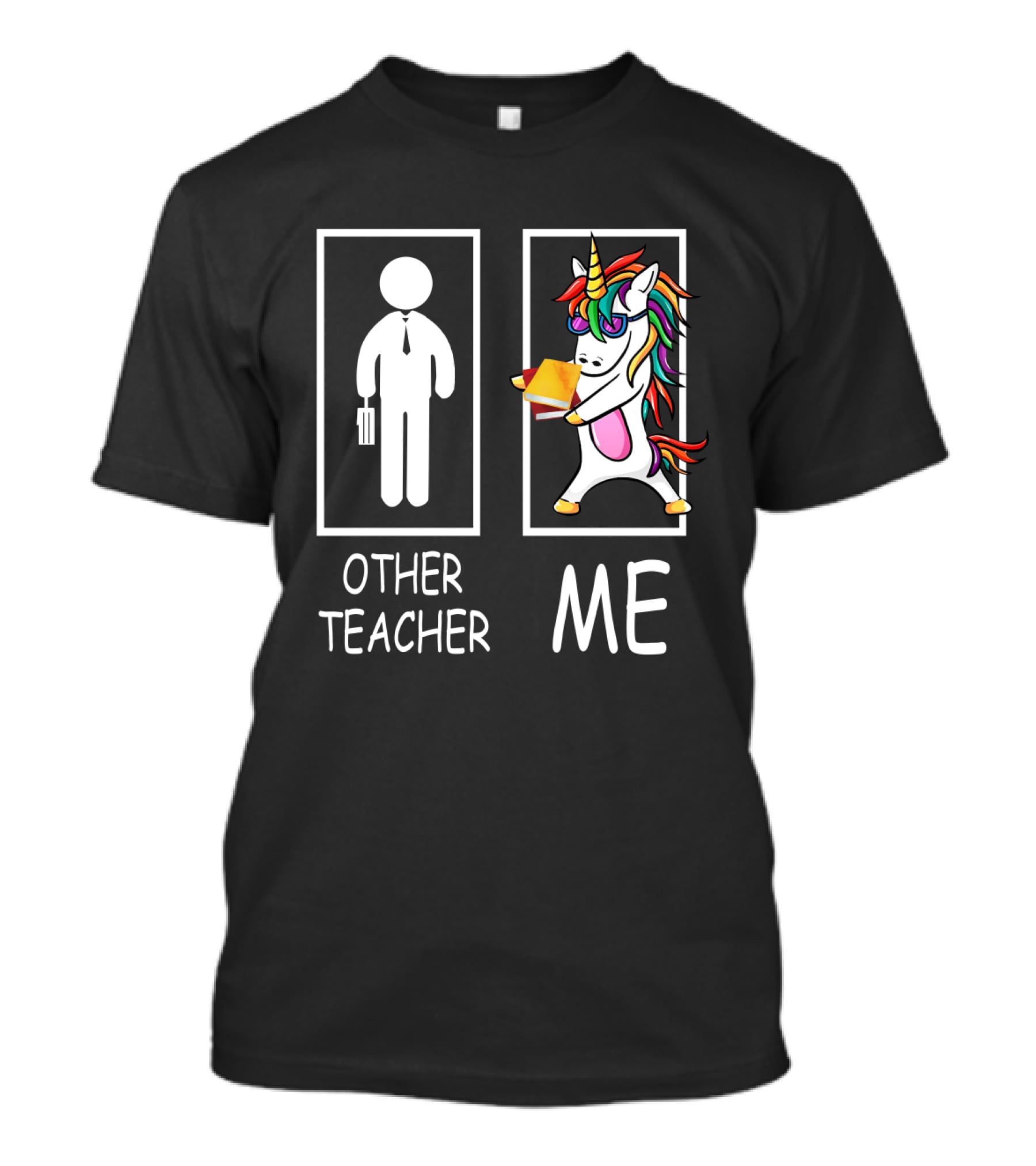 Other Teacher And Me Unicorn Flossing With Rainbow Mane T-Shirt