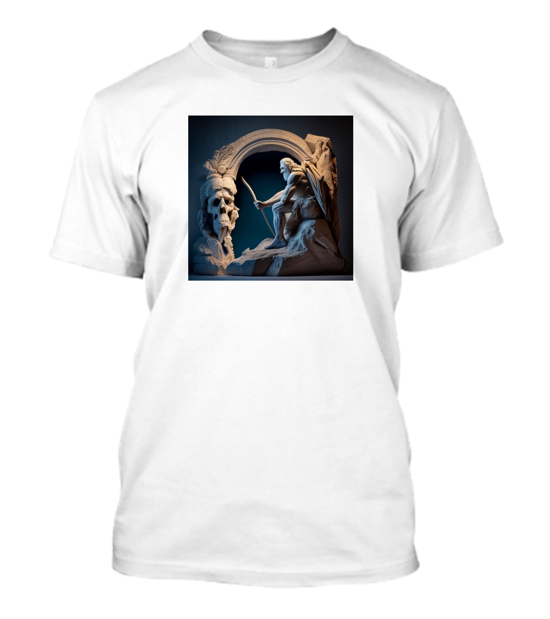 A Strong Old Man Warrior Statuesque Power In Mythical Stone Arch T-Shirt