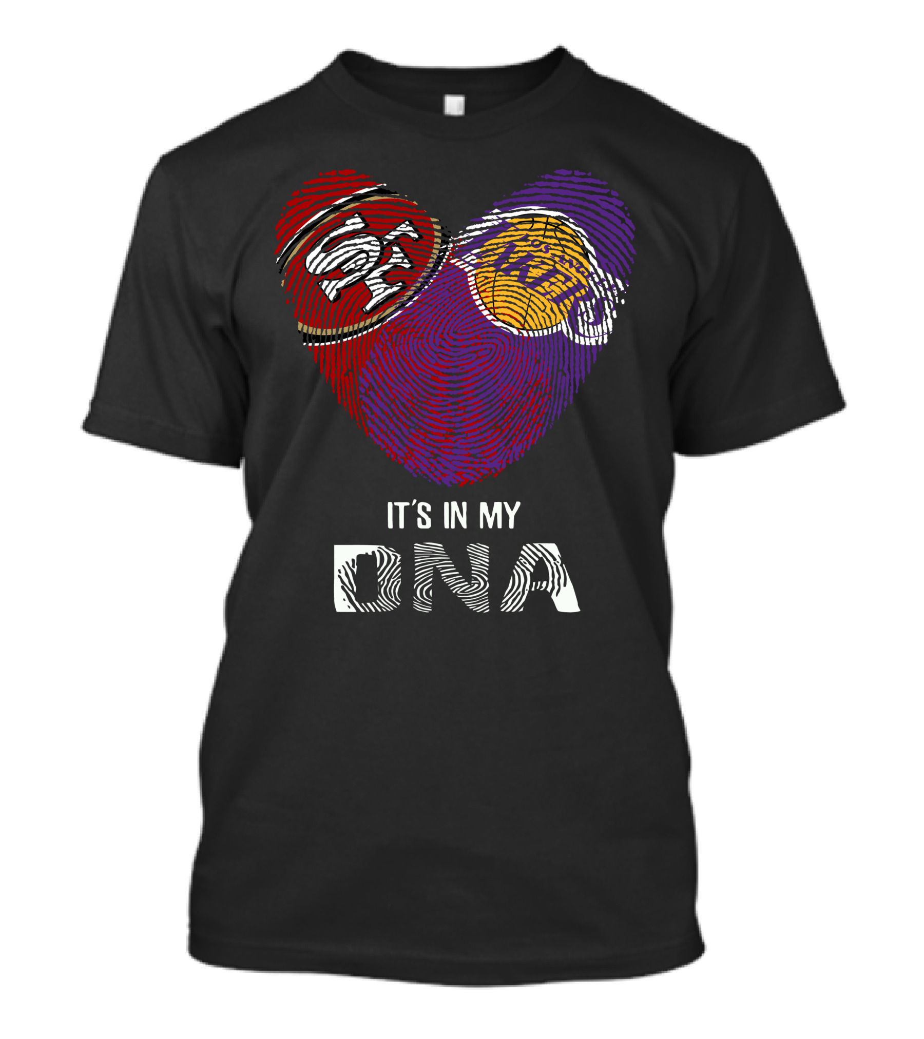 49Ers Lakers Heart Fingerprint It's In My DNA T-Shirt