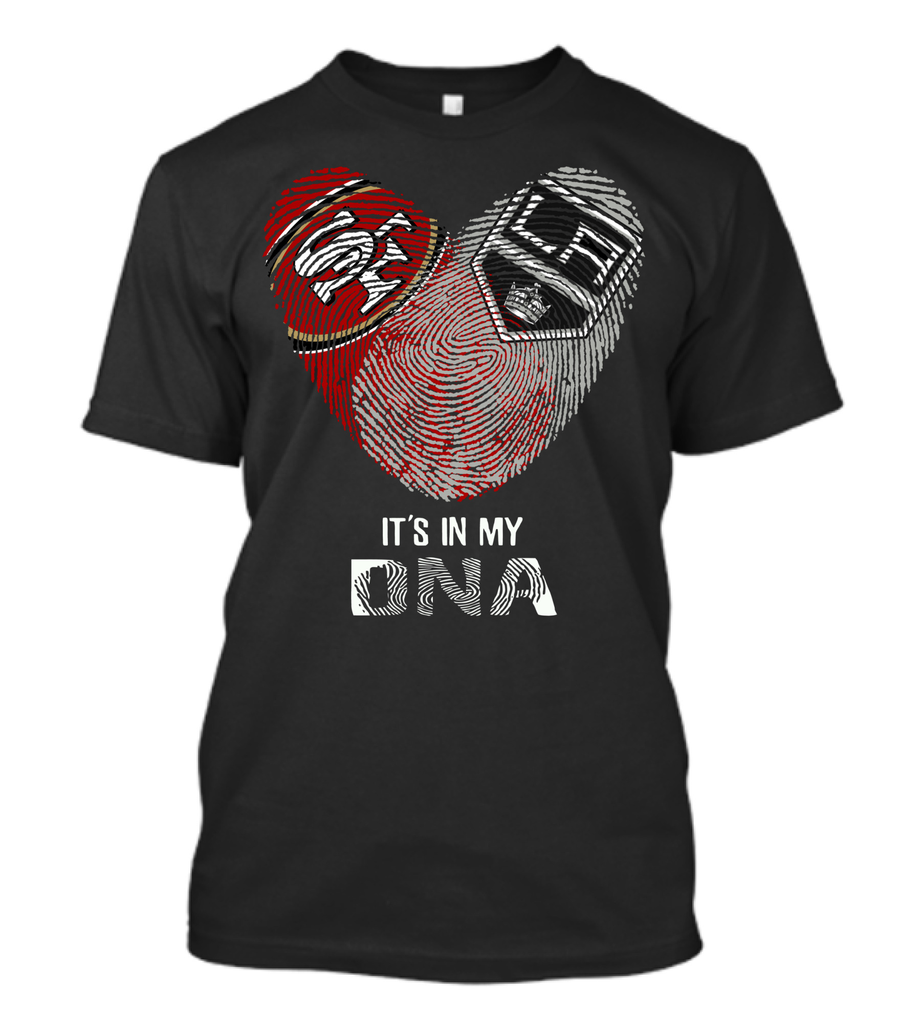 49ers Los Angeles Kings Heart Fingerprint It's In My DNA T-Shirt