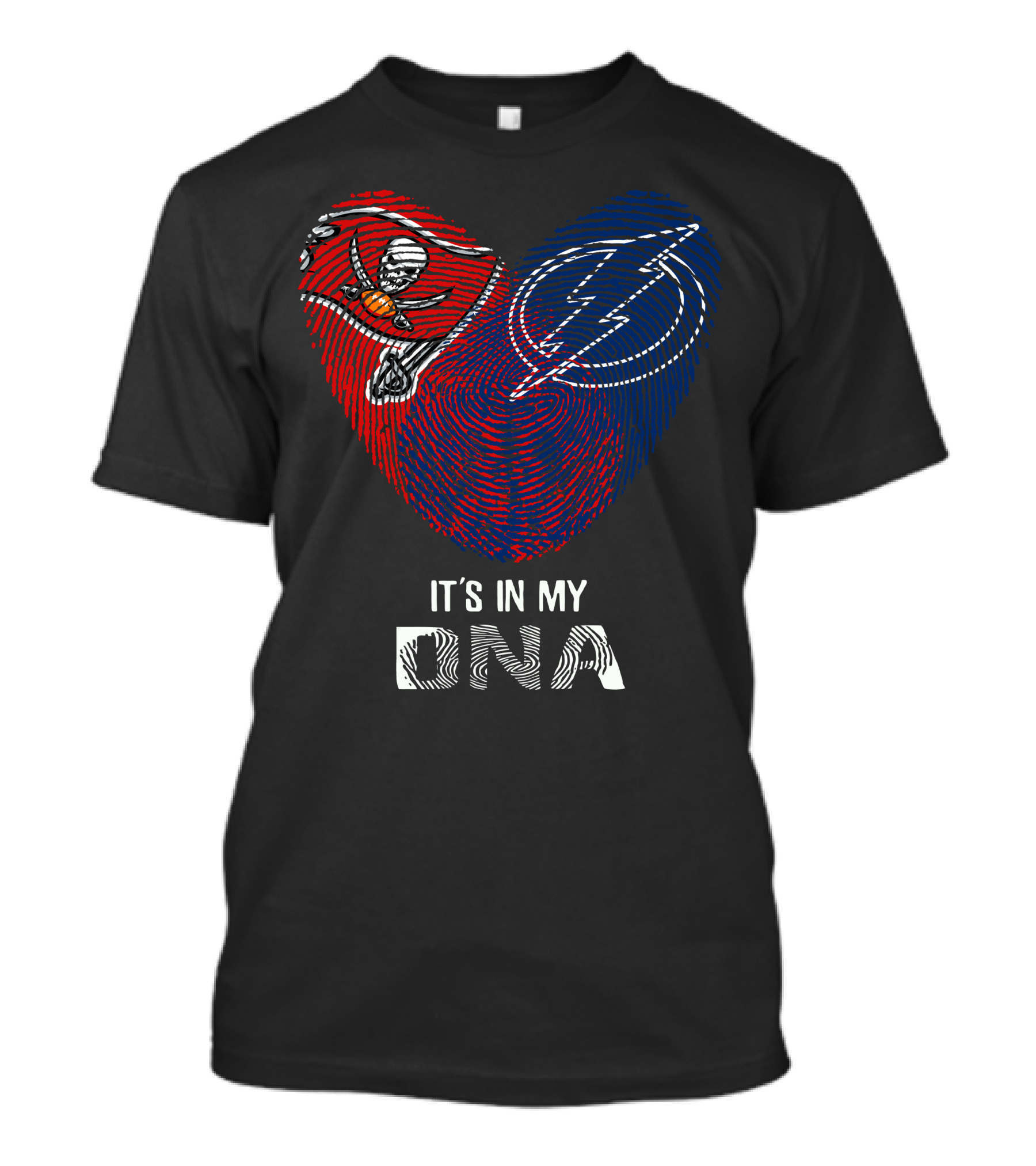 Buccaneers Lightning Heart It's In My Dna Fingerprint T-Shirt